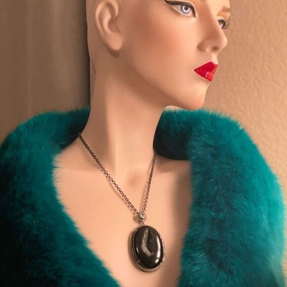 ♥️ Emerald Green Blue Fox Fur Fancy Collar Scarf Stole - Picture 2 of 9